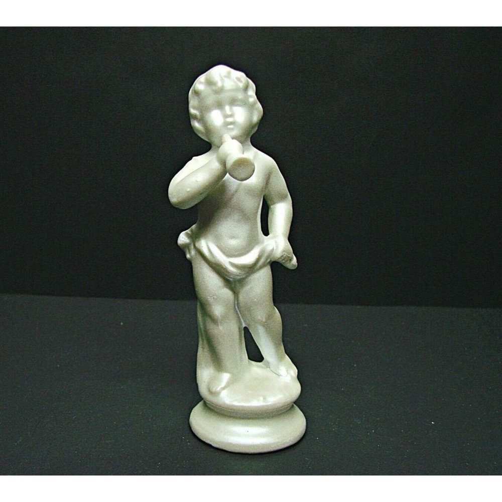 Vintage Inarco Japan Angel Trumpet White Ceramic Collectible E-5114 Figurine 5"